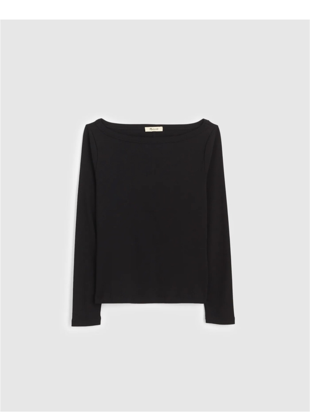 Madewell Black Long-Sleeve Compact 1x1 Boatneck Top NZ627 Brand New